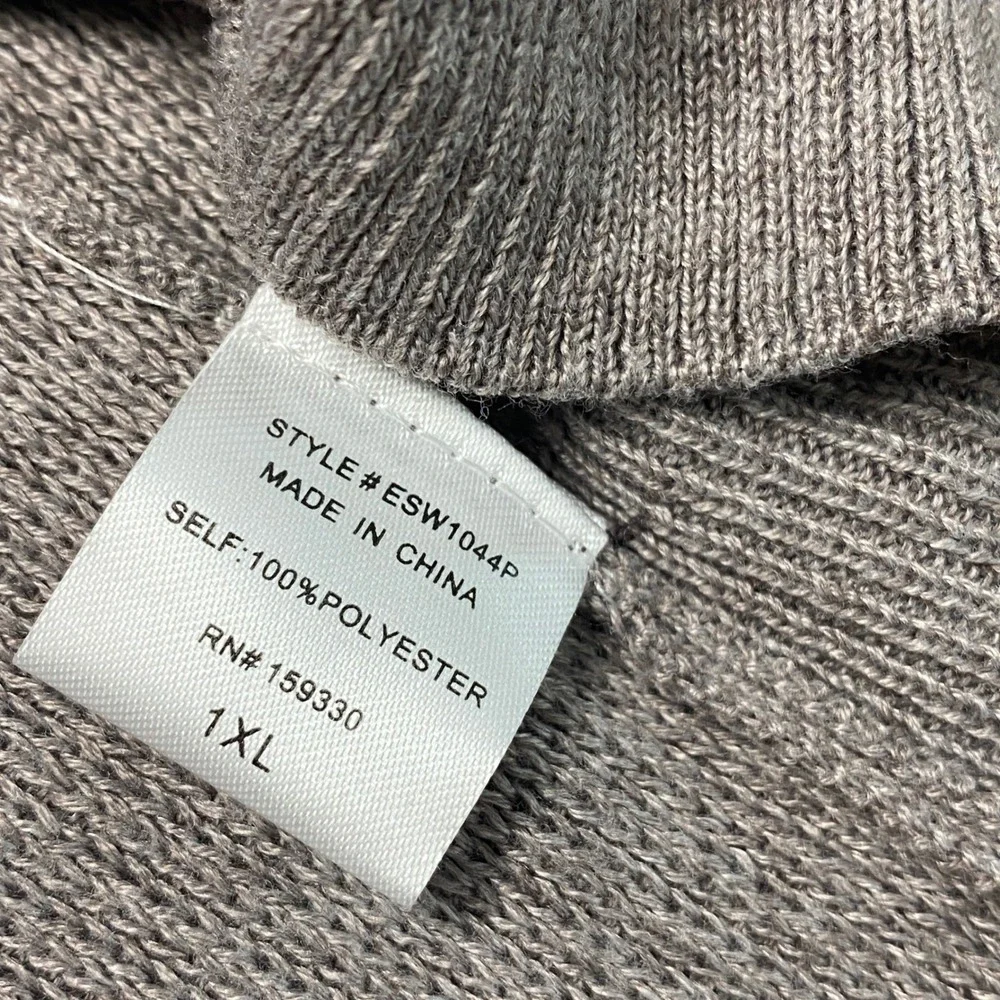 Heyson 1XL Womens NWT Taupe Knit Sweater Open‎ Weave Lightweight Layering Tunic